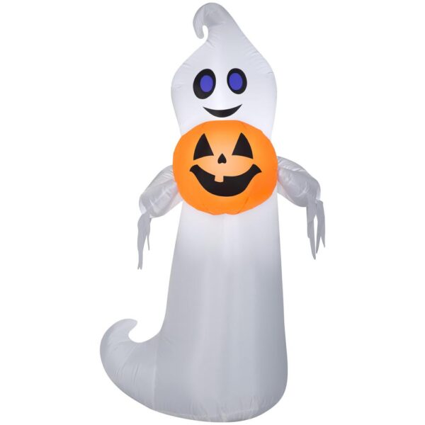 Gemmy 5 ft. H Playful Ghost Holding Pumpkin-MD Halloween Inflatable