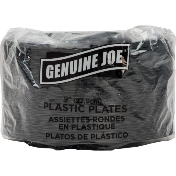 Genuine Joe 9 in. Black Disposable Plastic Plates (125 Per Case)