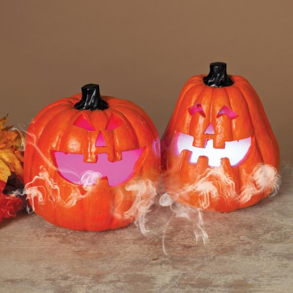 Gerson 9.25 in. H Electric Smoking Vapor Jack-O-Lanterns with Color Changing Effect (Set of 2)