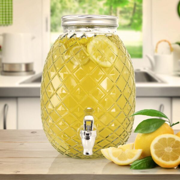 Gibson Home 1.2 Gal. Clear Glass Drink Dispenser Beverage Serveware in Pineapple Shape