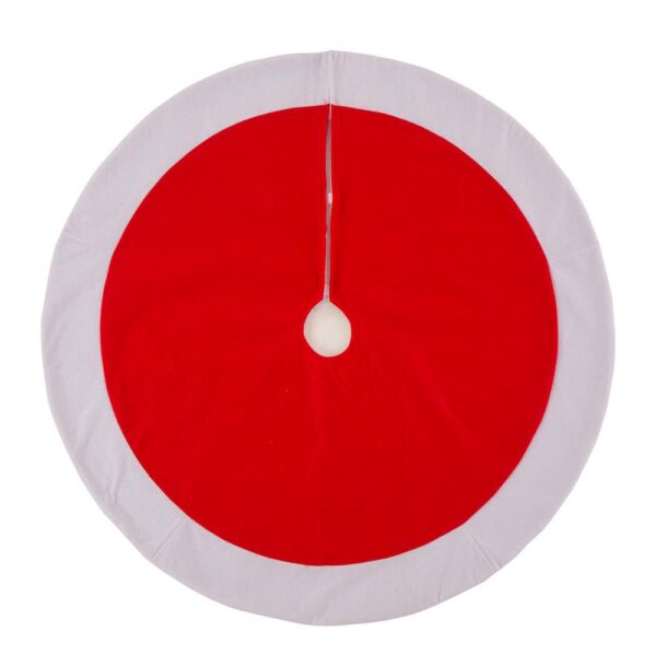 Glitzhome 42 in. D Felt Christmas Tree Skirt  in Traditional Red and White