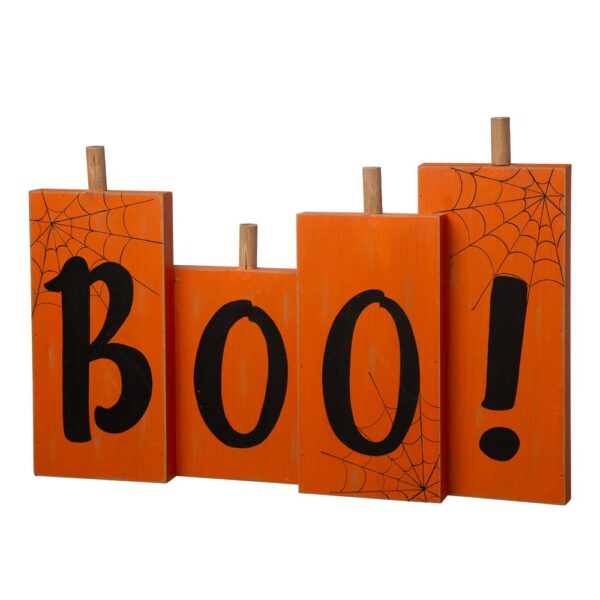 Glitzhome 20 in. L Halloween Wooden Boo Standing Decor