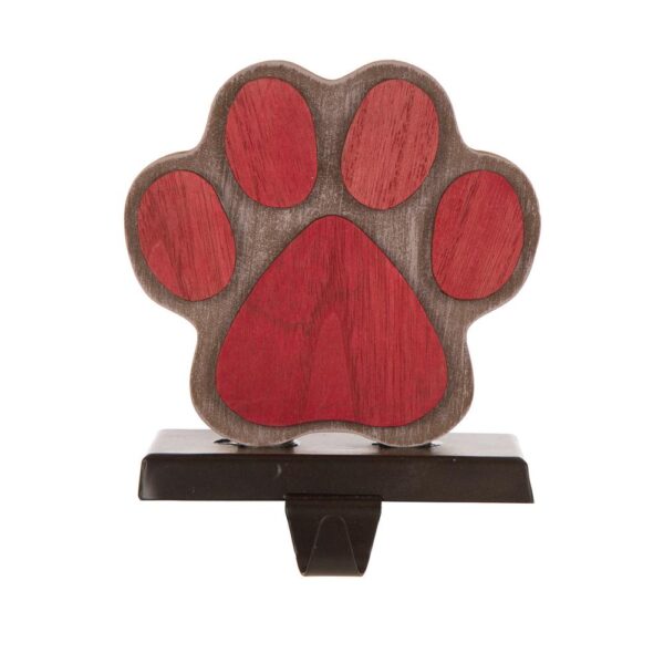 Glitzhome 6.30 in. H Wooden/Metal Paw Stocking Holder
