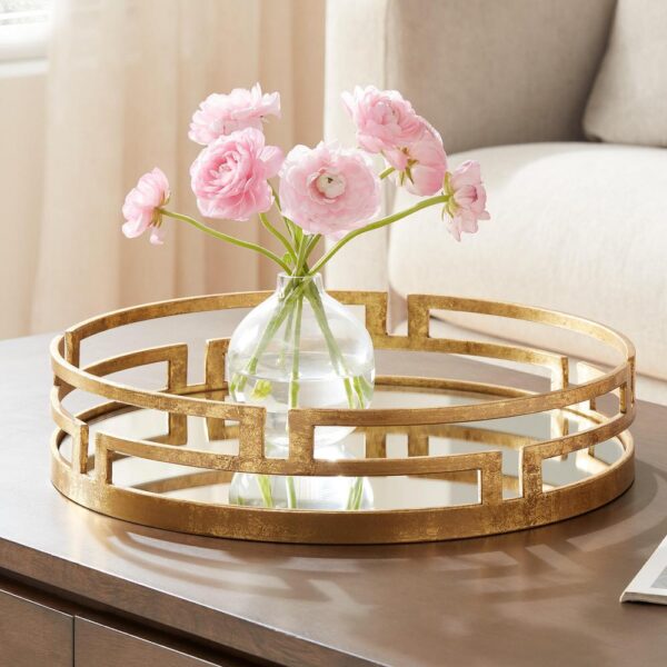 Home Decorators Collection Home Decorators Collection Gold Metal Decorative Round Mirror Tray