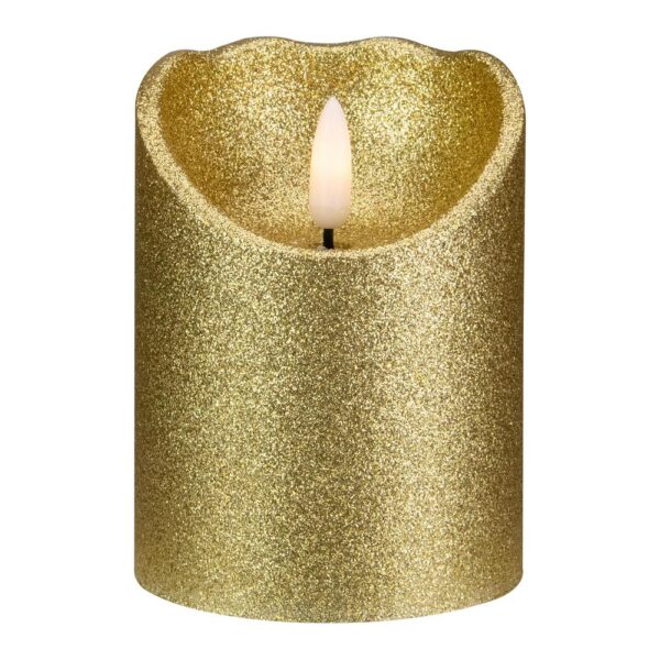 Northlight 4 in. Gold Glitter Flameless Battery Operated Christmas Decor Candle