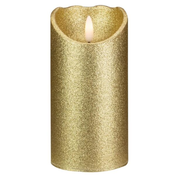 Northlight 6 in. Gold Glitter Flameless Battery Operated Christmas Decor Candle
