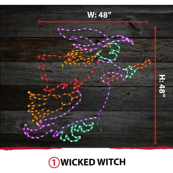 Haunted Hill Farm 48 in. x 48 in. Wicked Witch on a Broom Indoor/Outdoor LED Halloween Window Light