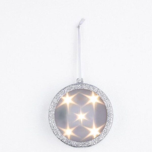Haute Decor 4 in. Silver Lighted Holographic Ornament (1-Pack)