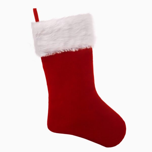 Haute Decor HangRight 18.7 in. Red and White Polyester Premium Stocking