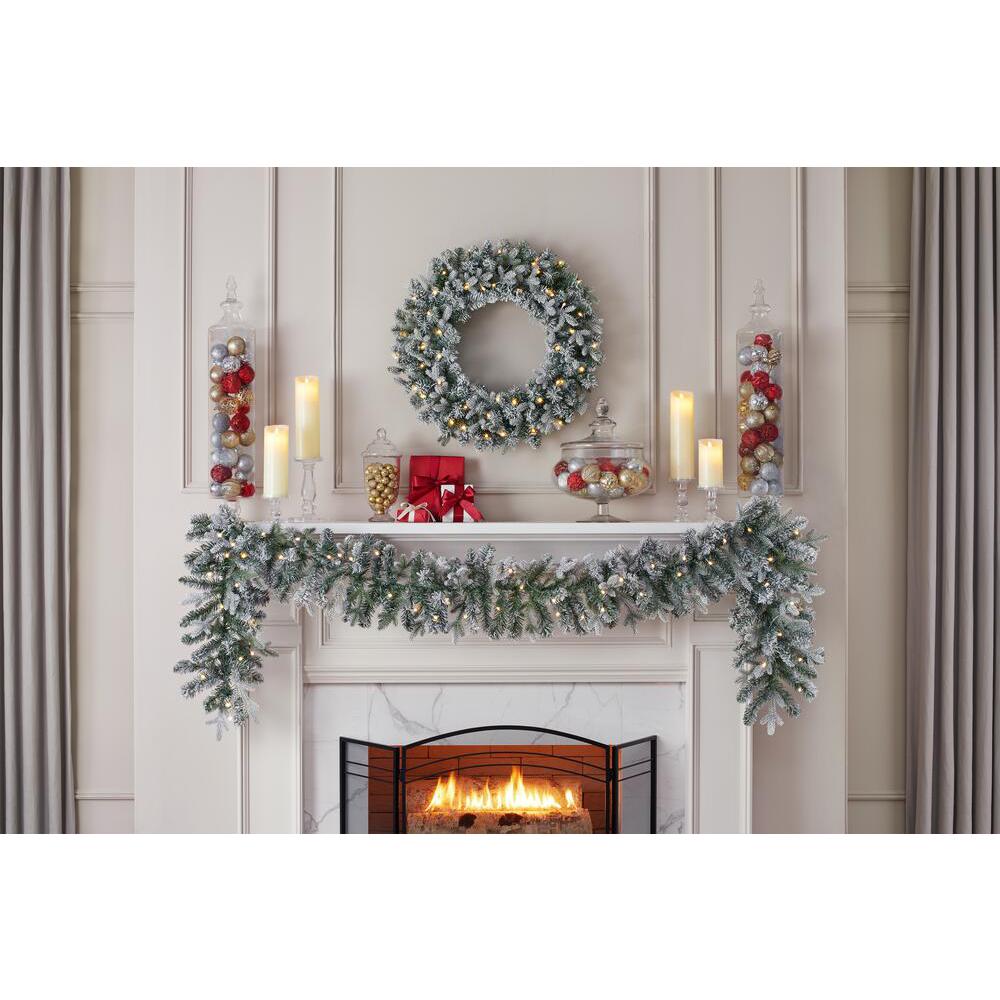The Holiday Aisle® 9FT Prelit Artificial Christmas Garland With Color  Changing Lights And Timer By Remote Control And Batteries Operated For  Mantle Stairs Fireplace Xmas Decoration, Indoor Outdoor, 9 FT, Snow