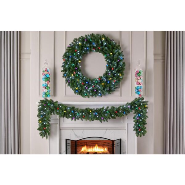 Home Accents Holiday 9 ft. Royal Grand Spruce Artificial Garland with Cool white and Multi Lights