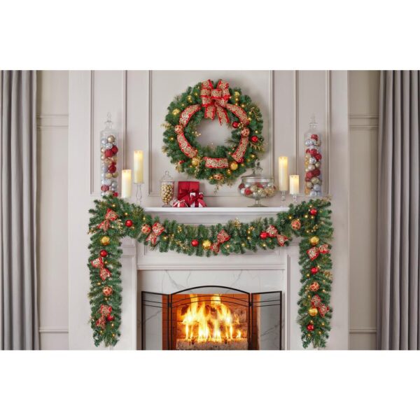 Home Accents Holiday 12 ft. Royal Easton Battery Operated Pre-Lit LED Artificial Christmas Garland