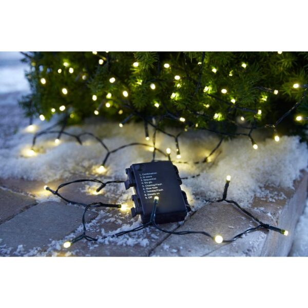 Home Accents Holiday 26 ft. 100-Light White LED Battery-Operated Light String with Timer, 8-Functions
