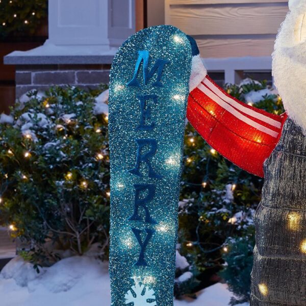 Home Accents Holiday 4 ft Yuletide Lane LED Santa with Snowboard