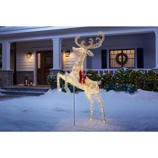 Home Accents Holiday 84 in. Warm White 240-Light LED White Jumping Deer