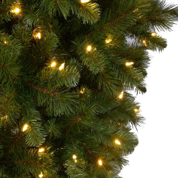 Home Accents Holiday 7 ft Wesley Upside Down Long Needle Pine LED Pre-Lit Artificial Christmas Tree with 420 SureBright Color Changing Lights