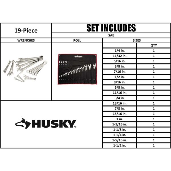 Husky Master SAE Combo Wrench Set (19-Piece)