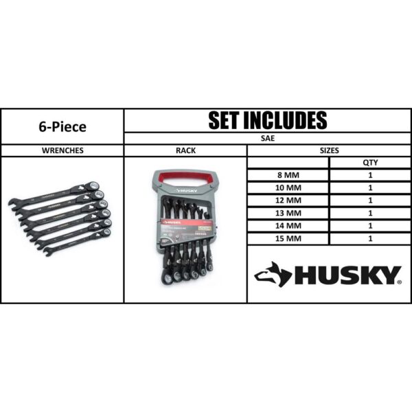 Husky 100-Position Flex-Head Ratcheting Wrench Set Metric (6-Piece)
