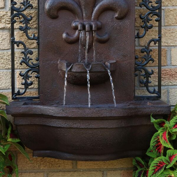 Sunnydaze Decor French Lily Electric Powered Outdoor Wall Fountain in Iron