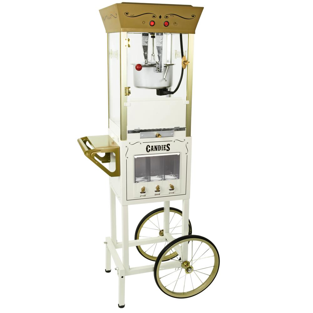 Nostalgia 600 W 8 oz. Ivory Popcorn Machine with Cart and Snack Dispenser –  Monsecta Depot