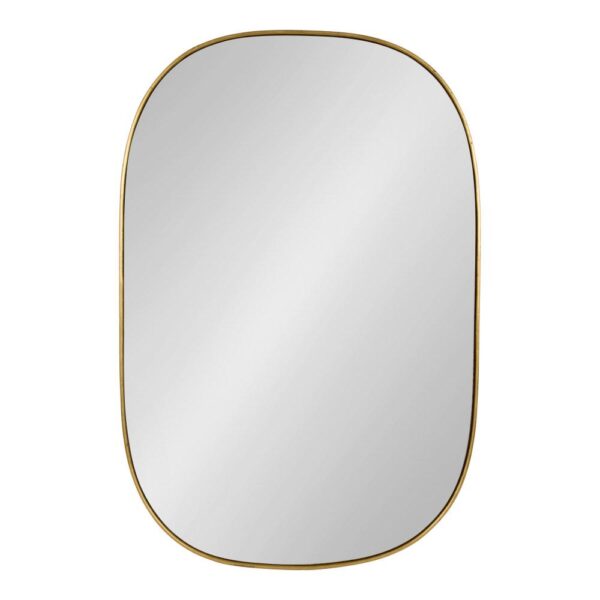 Kate and Laurel Medium Oval Gold Art Deco Mirror (35.5 in. H x 23.75 in. W)