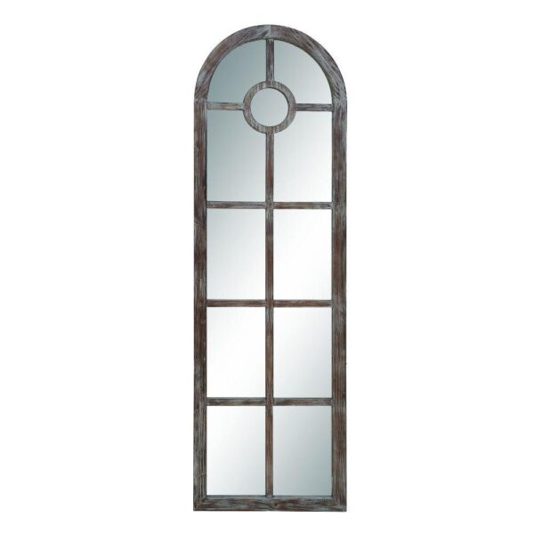 LITTON LANE Oversized Arch Distressed Brown Mirror (72 in. H x 23 in. W)