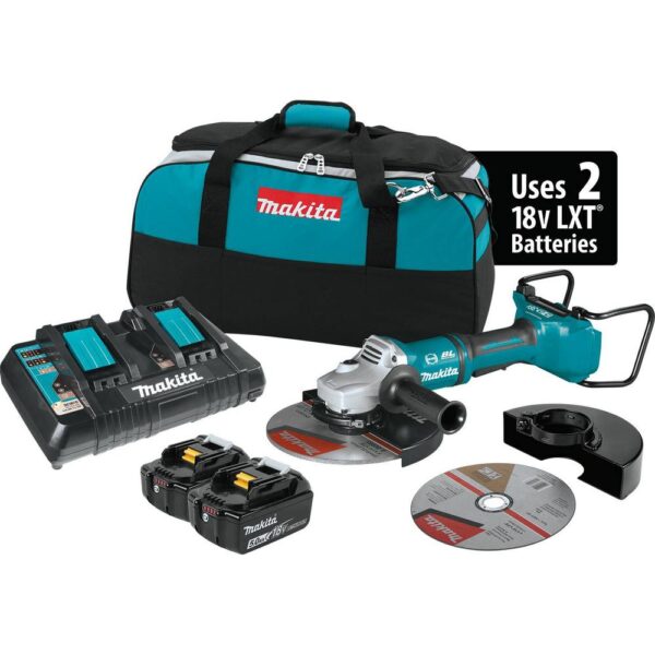 Makita 18-Volt X2 LXT Lithium-Ion (36V) Brushless Cordless 9 in. Paddle Switch Cut-Off/Angle Grinder Kit w Electric Brake 5.0Ah