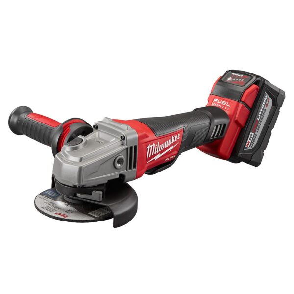 Milwaukee M18 FUEL 18-Volt Lithium-Ion Brushless Cordless 4-1/2 in./5 in. Grinder, Paddle Switch No-Lock Kit W/(2) 9.0Ah Batteries