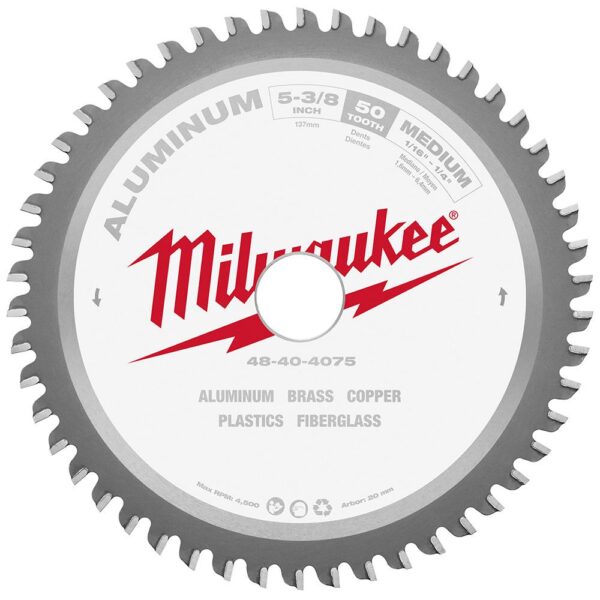 Milwaukee 5-3/8 in. x 50 Carbide Teeth Aluminum Cutting Circular Saw Blade