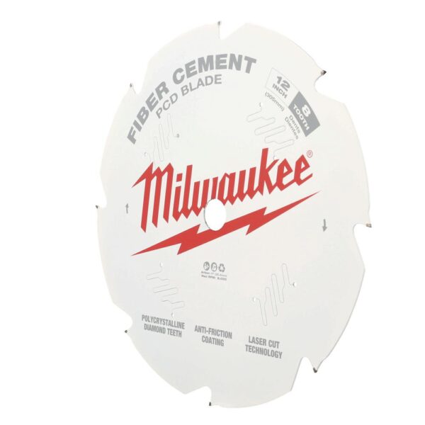 Milwaukee 12 in. x 8-Tooth Polycrystalline Diamond (PCD) Tipped Fiber Cement Cutting Saw Blade