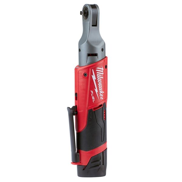 Milwaukee M12 FUEL 12-Volt Lithium-Ion Brushless Cordless 1/4 in. Ratchet Kit W/ (2) 2.0Ah Batteries, Charger & Tool Bag