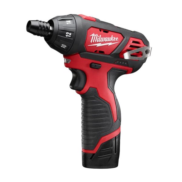 Milwaukee M12 12- volt Lithium-Ion Cordless 1/4 in. Hex Screwdriver Kit with Two 1.5Ah Batteries, Charger, Tool Bag and Bit Set