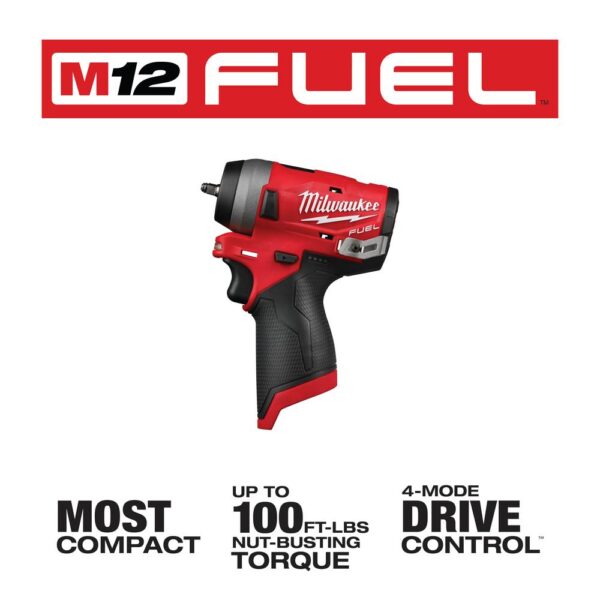 Milwaukee M12 FUEL 12-Volt Lithium-Ion Brushless Cordless Stubby 1/4 in. Impact Wrench (Tool-Only)