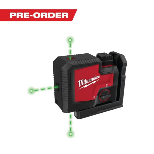 Milwaukee Green 100 ft. 3-Point Rechargeable Laser Level with REDLITHIUM Lithium-Ion USB Battery and Charger