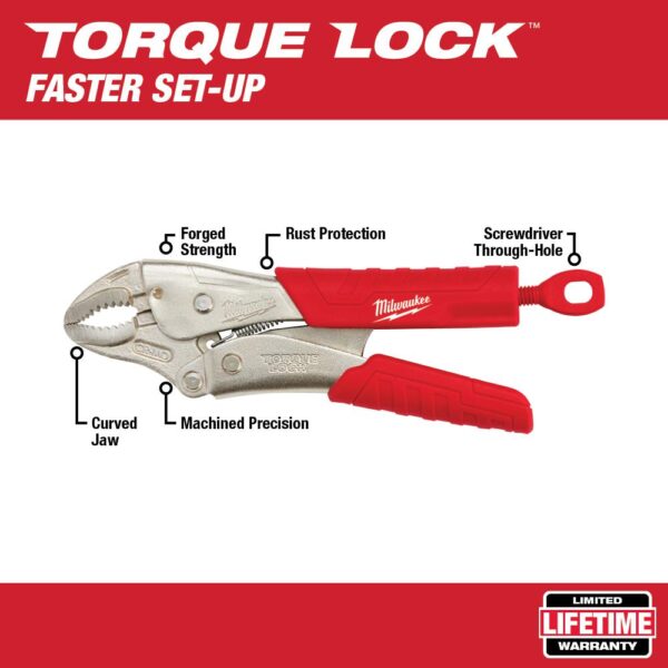 Milwaukee 7 in. Torque Lock Curved Jaw Locking Pliers with Durable Grip