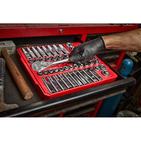 Milwaukee 1/4 in. and 3/8 in. and 1/2 in. Drive SAE/Metric Ratchet and Socket Mechanics Tool Set (153-Piece)