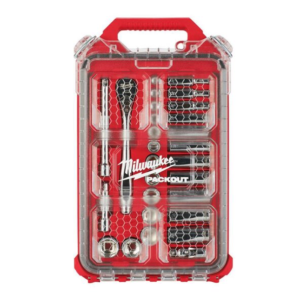 Milwaukee 3/8 in. Drive SAE/Metric Ratchet and Socket Mechanics Tool Set with PACKOUT Case (60-Piece)