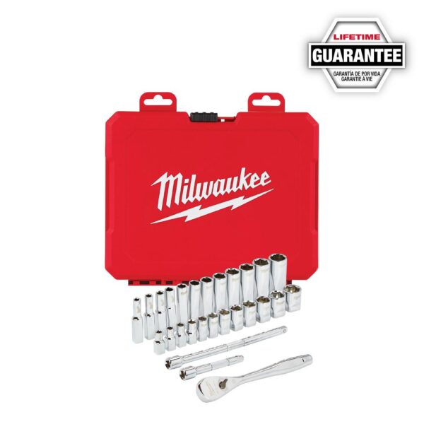 Milwaukee 1/4 in. Drive Metric Ratchet and Socket Mechanics Tool Set (28-Piece)