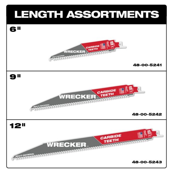 Milwaukee 6 in. 6 TPI WRECKER Carbide Teeth Multi-Material Cutting SAWZALL Reciprocating Saw Blade (5-Pack)