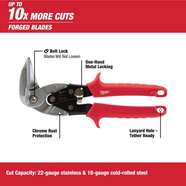 Milwaukee 9 in. Left-Cut and Right Cut Right Angle Aviation Snips (2-Piece)
