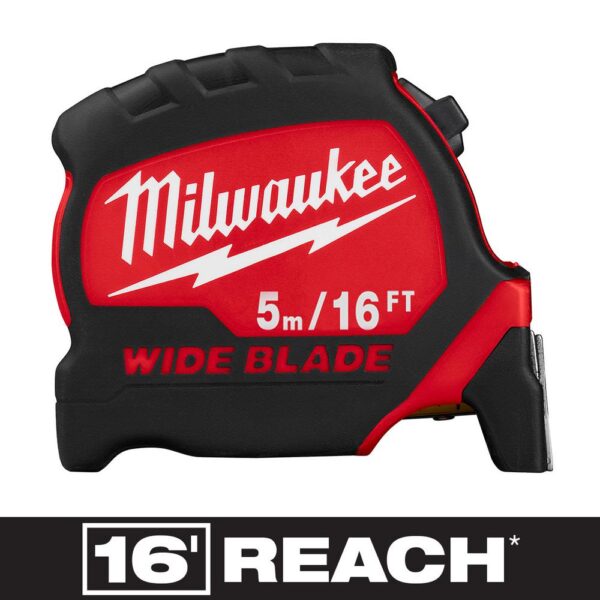 Milwaukee 5 m/16 ft. x 1.3 in. Wide Blade Tape Measure with 17 ft. Reach
