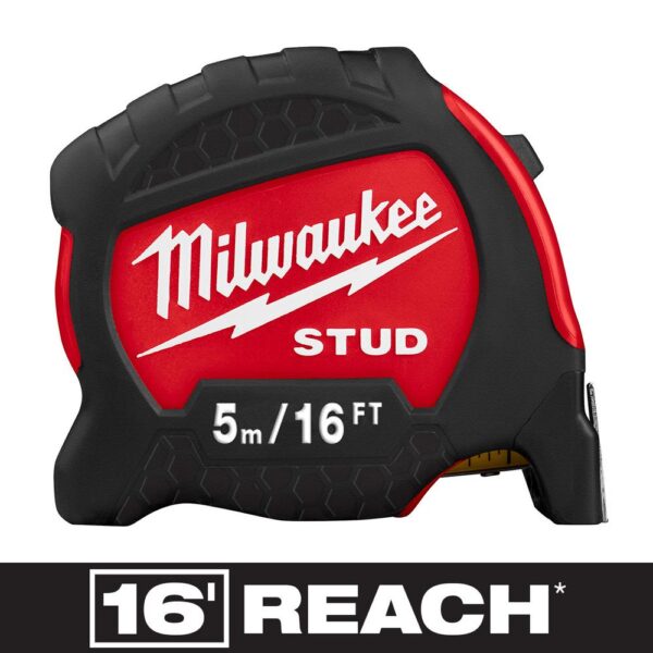 Milwaukee 5 m/16 ft. x 1.3 in. Gen II STUD Tape Measure with 17 ft. Reach