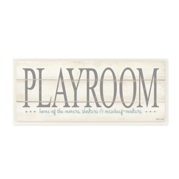 Stupell Industries 7 in. x 17 in. "Playroom Home Of Mischief Makers" by Stephanie Workman Marrott Printed Wood Wall Art