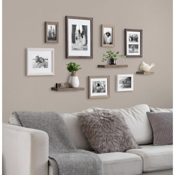 Kate and Laurel Bordeaux Multi/Gray with Shelves Picture Frames (Set of 10)