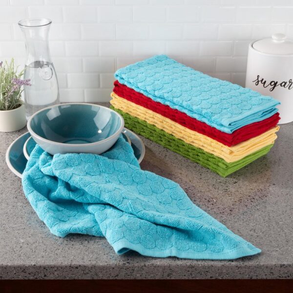 Lavish Home Multi-Color Circle Pattern Weave Cotton Kitchen Towel Set (8-Pieces)