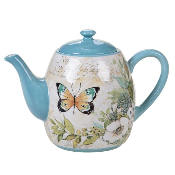 Certified International Nature Garden 40 oz. 4-Cup Multicolored Teapot