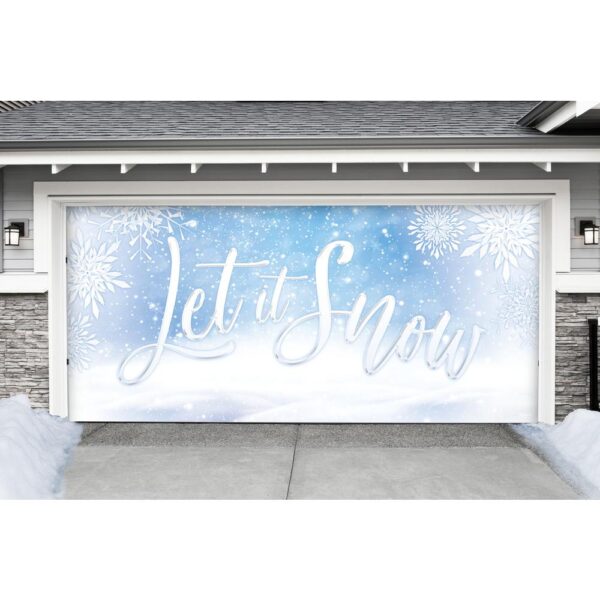 My Door Decor 7 ft. x 16 ft. Let It Snow-Christmas Garage Door Decor Mural for Double Car Garage