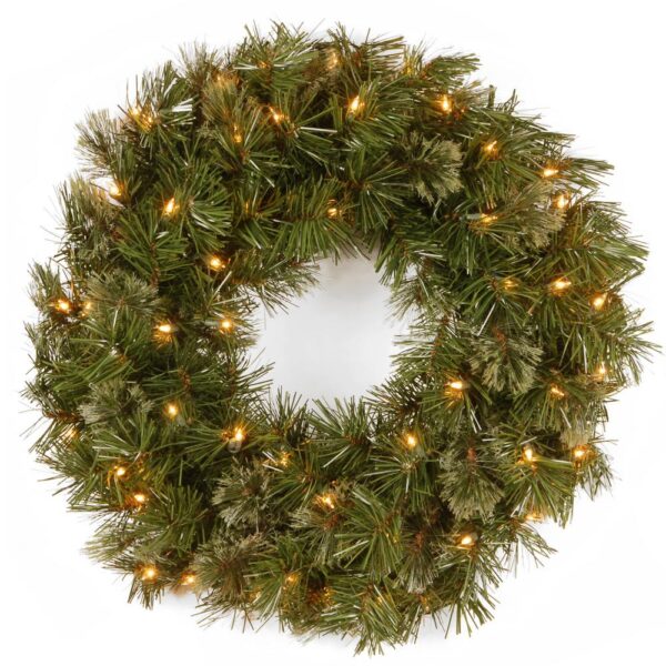 National Tree Company 24 in. Wispy Willow Artificial Christmas Wreath with Lights
