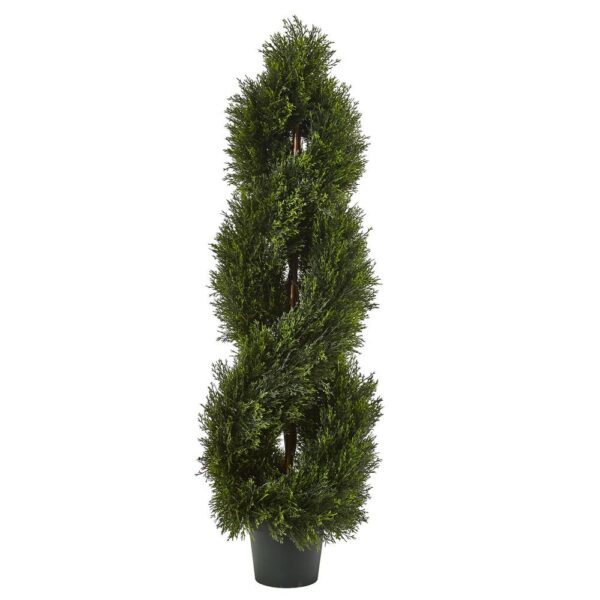 Nearly Natural Double Pond Cypress Spiral Topiary UV Resistant with 1036 Leaves (Indoor/Outdoor)