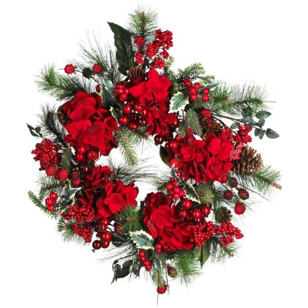 Nearly Natural 22in. Holiday Hydrangea Wreath